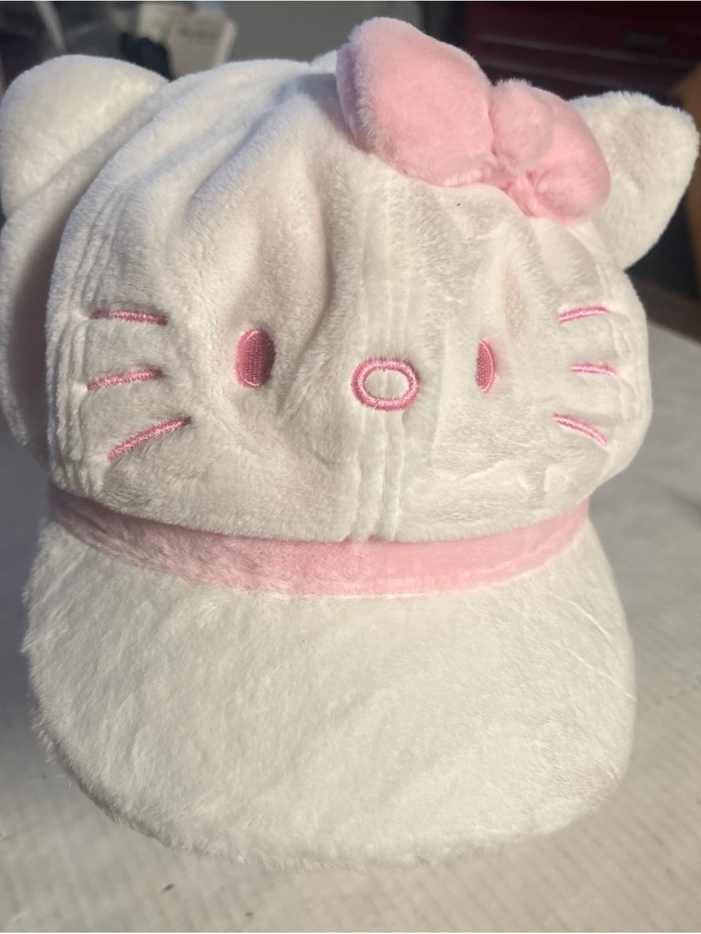 Sanrio Hello Kitty White and Pink Faux Fur  Hat Merch 2025 Universal